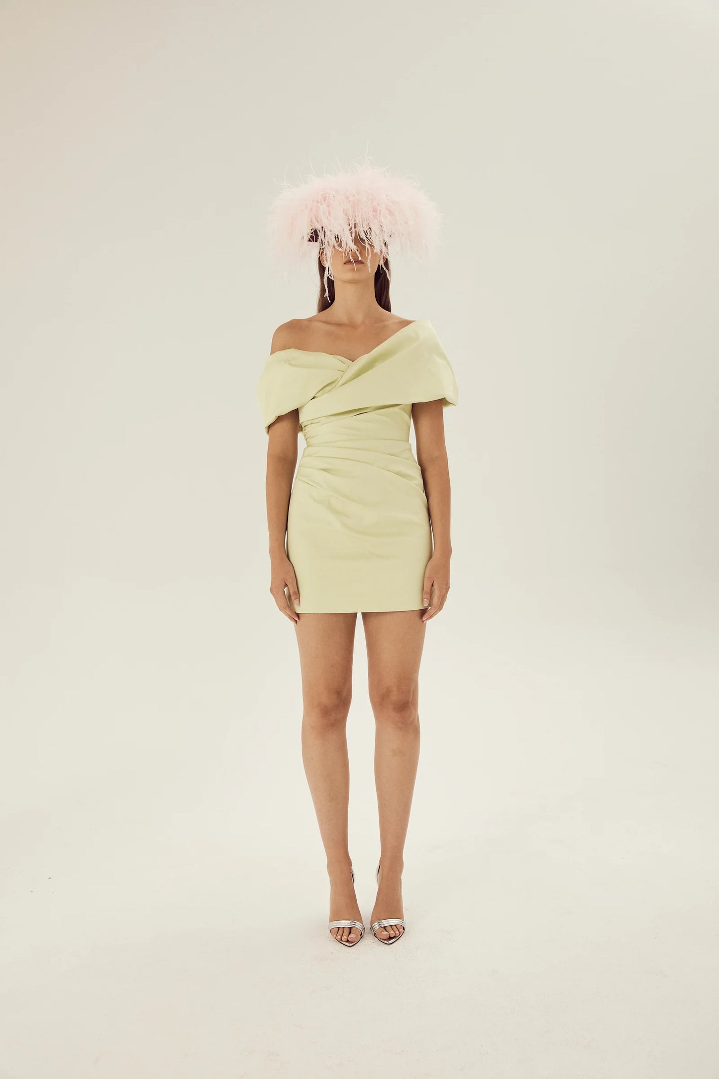 LILLY OFF-SHOULDER MINI DRESS LIME