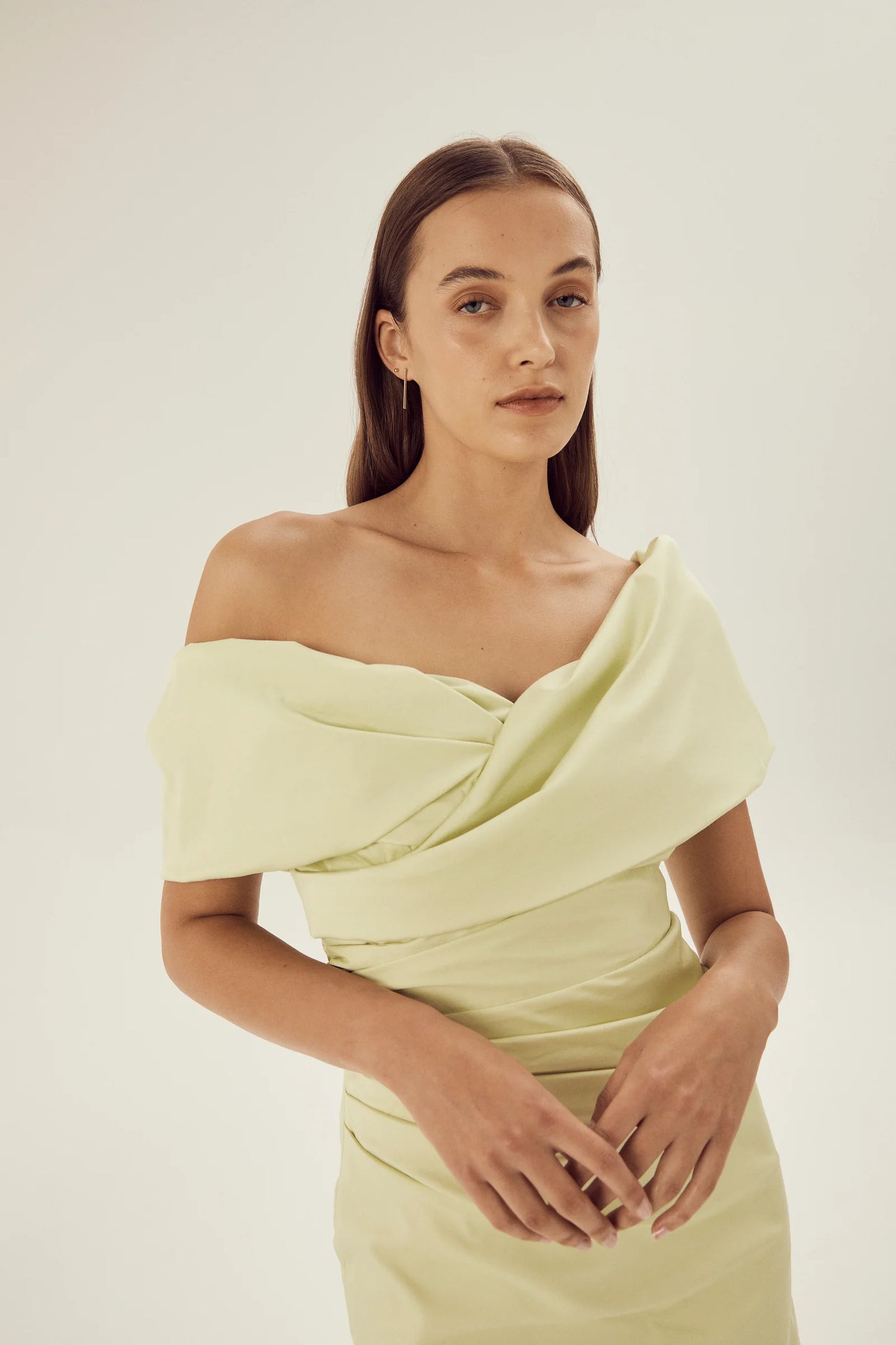 LILLY OFF-SHOULDER MINI DRESS LIME
